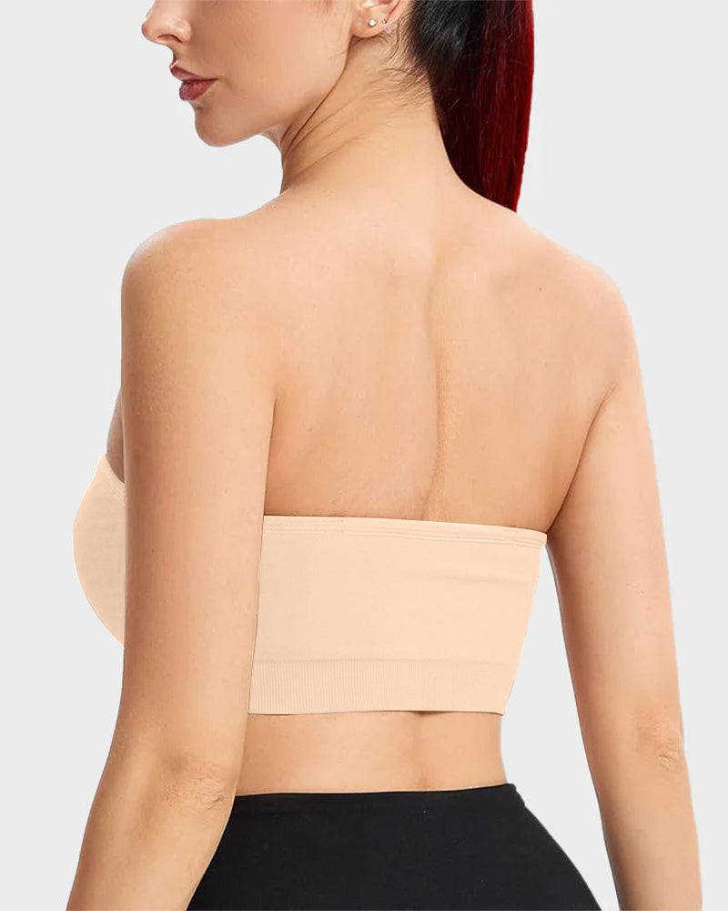 Wireless Strapless Bandeau Bra with Secure Anti-Slip Silicone Support