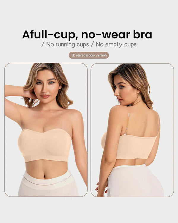 Wireless Strapless Bandeau Bra with Secure Anti-Slip Silicone Support