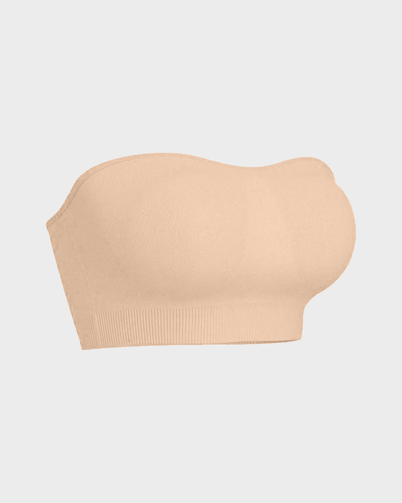 Wireless Strapless Bandeau Bra with Secure Anti-Slip Silicone Support