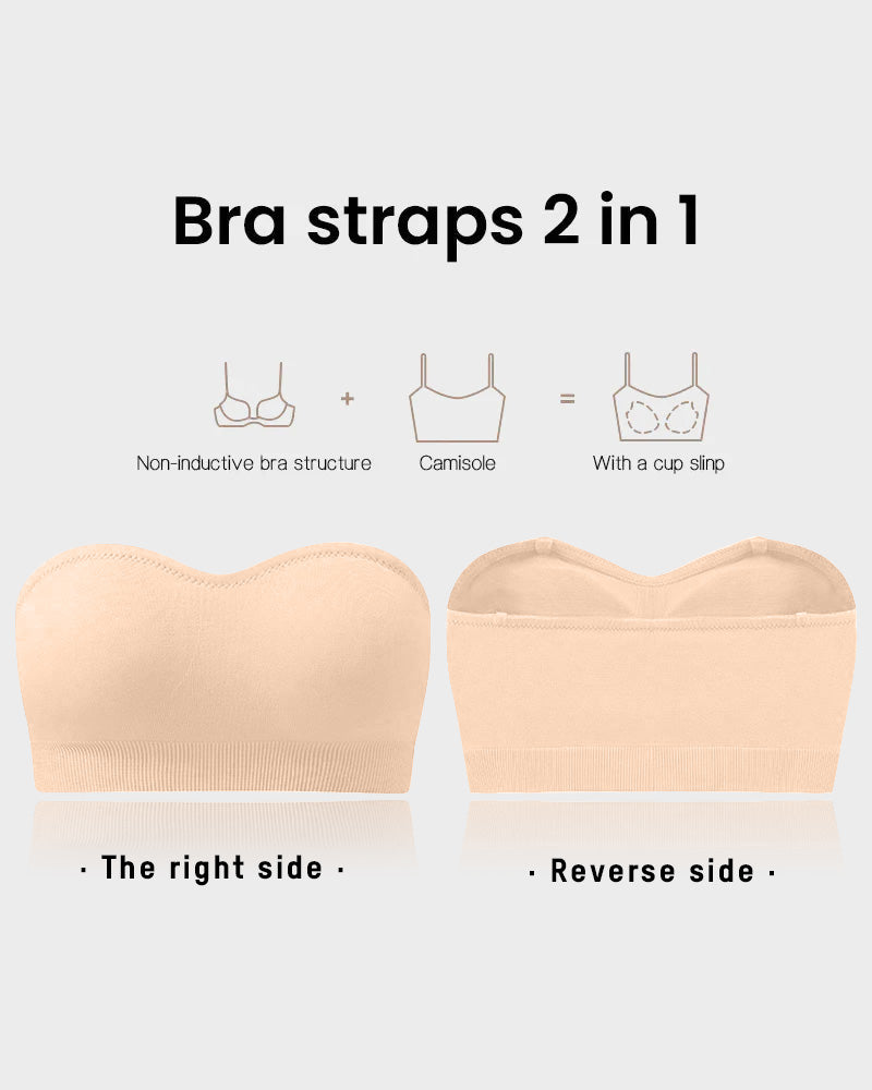 Wireless Strapless Bandeau Bra with Secure Anti-Slip Silicone Support