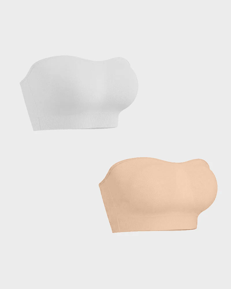 Wireless Strapless Bandeau Bra with Secure Anti-Slip Silicone Support