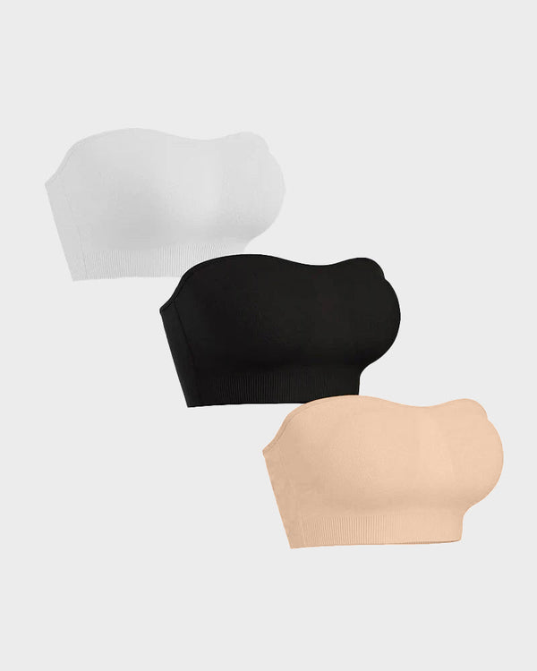 Wireless Strapless Bandeau Bra with Secure Anti-Slip Silicone Support
