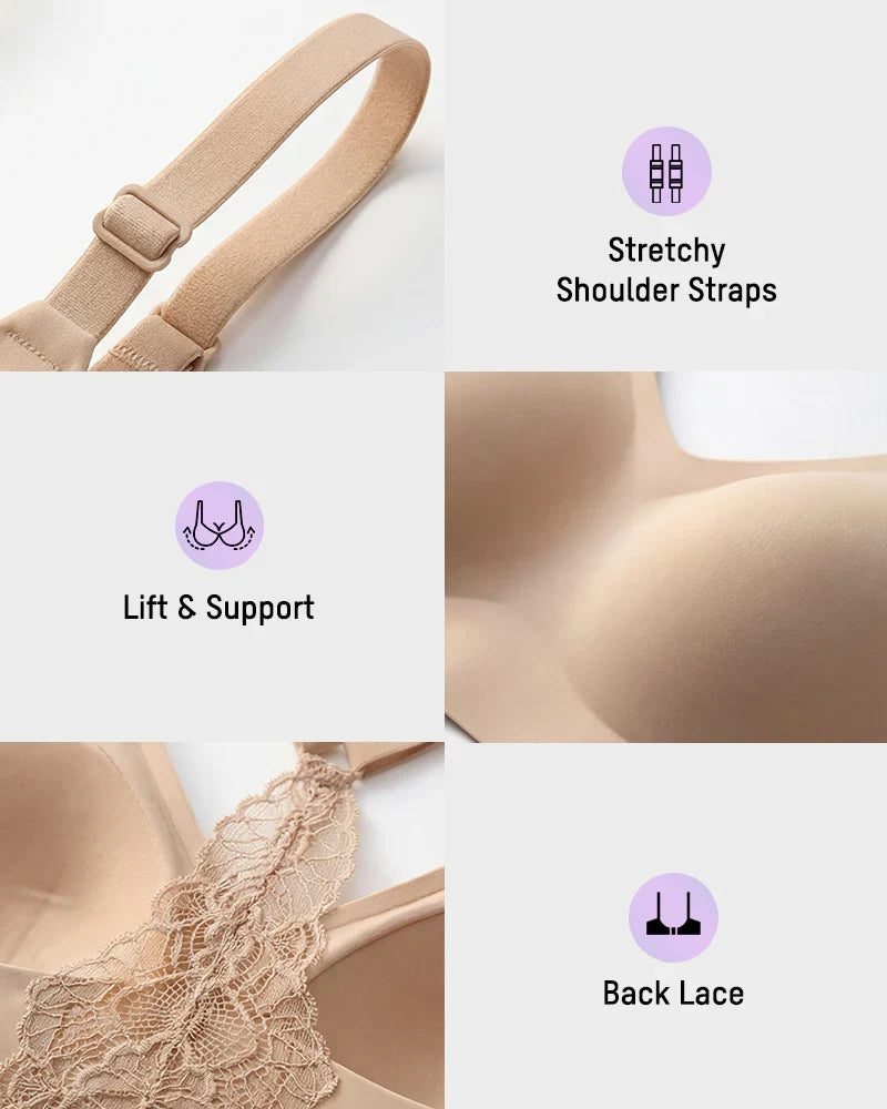 Wireless Seamless Lace Bralette with Soft Light Padding