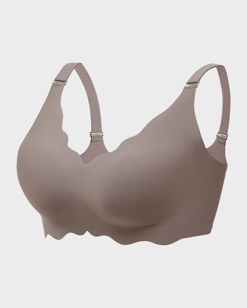 Soft Full-Coverage Wireless Jelly Bra with Scalloped Edges