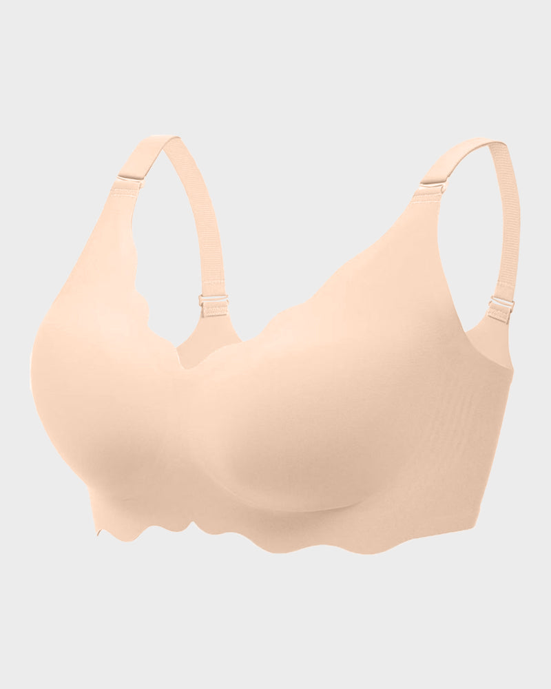 Soft Full-Coverage Wireless Jelly Bra with Scalloped Edges