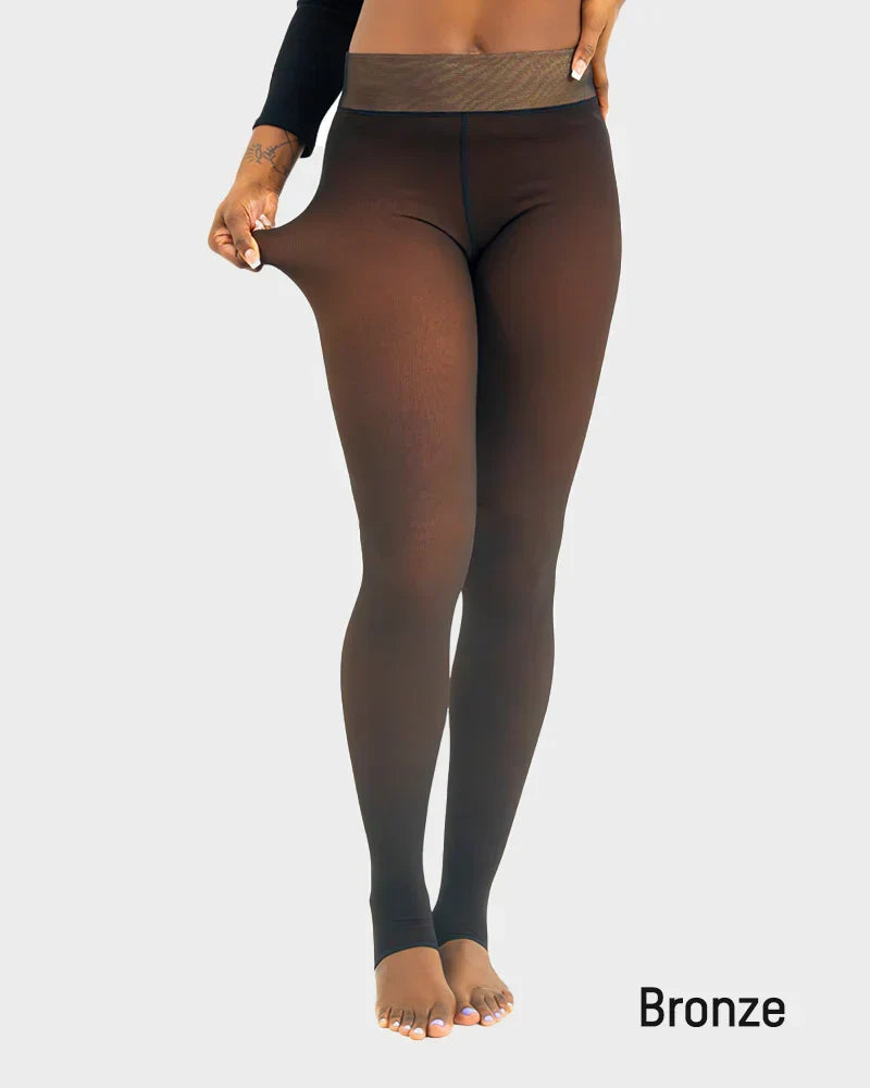 Sheer Fleece-Lined Tights for Women