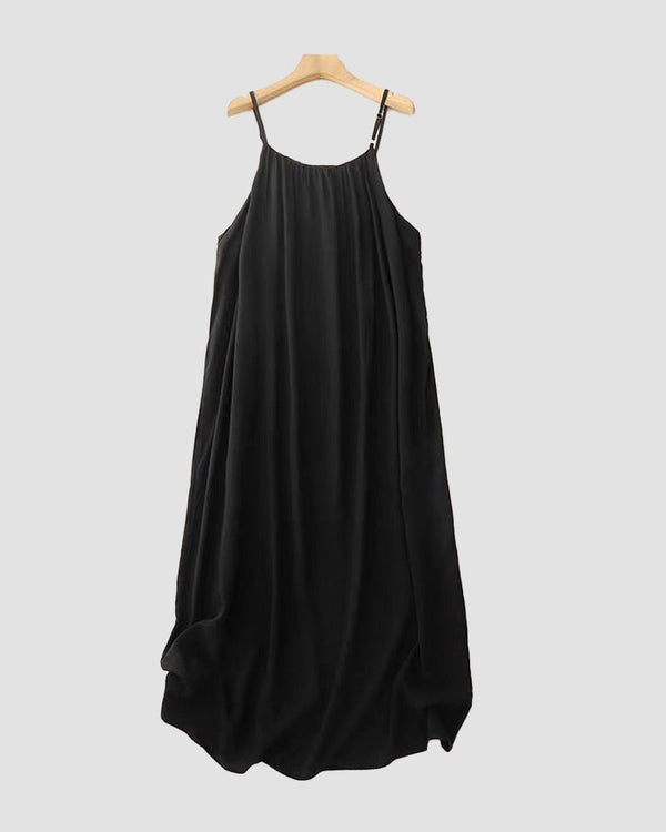 Chic Women’s Elegant Solid-Color Backless Slip Dress