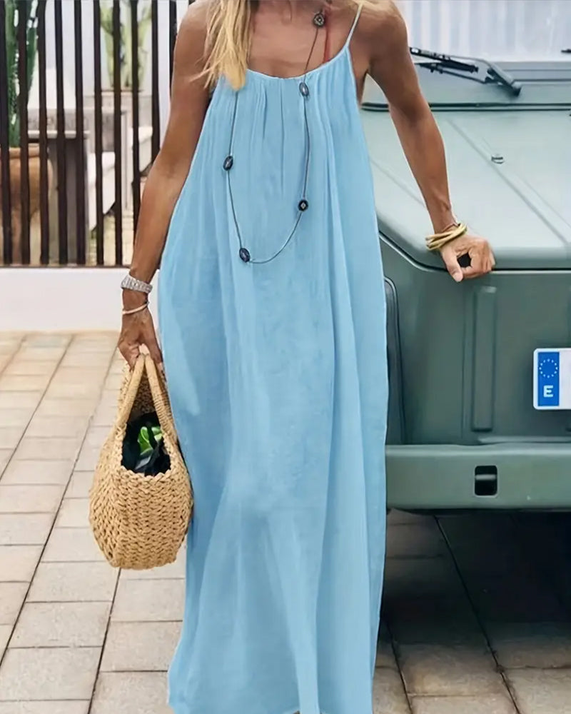 Chic Women’s Elegant Solid-Color Backless Slip Dress