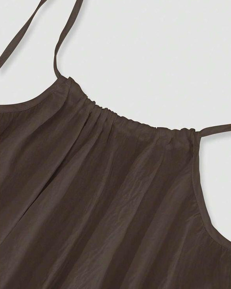 Chic Women’s Elegant Solid-Color Backless Slip Dress