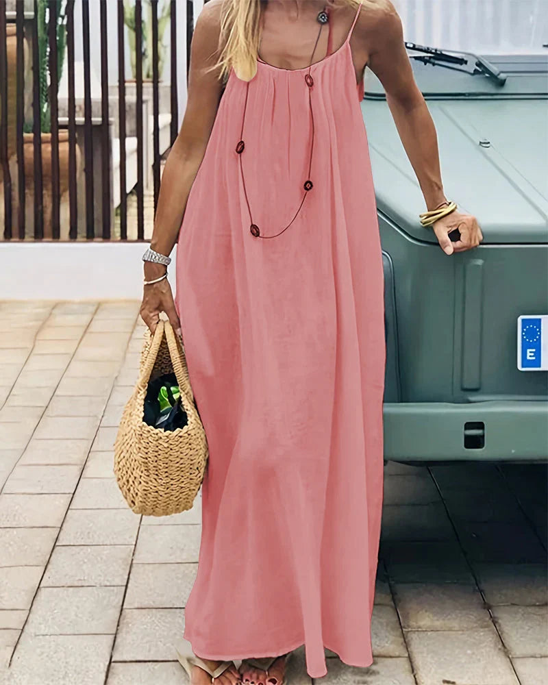 Chic Women’s Elegant Solid-Color Backless Slip Dress