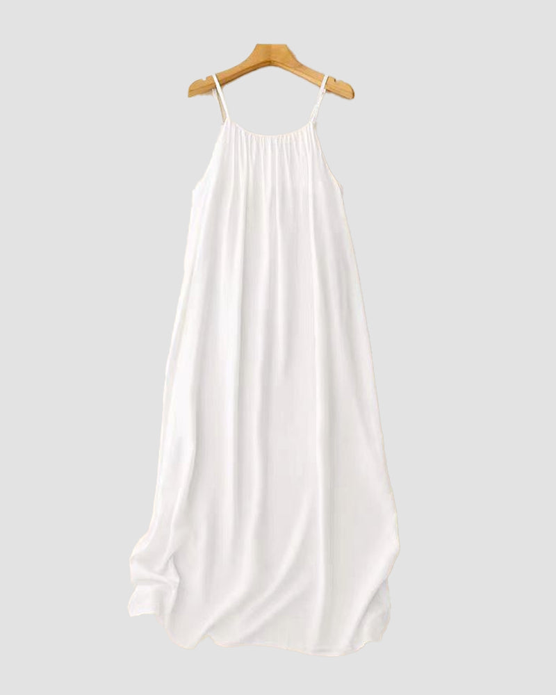 Chic Women’s Elegant Solid-Color Backless Slip Dress