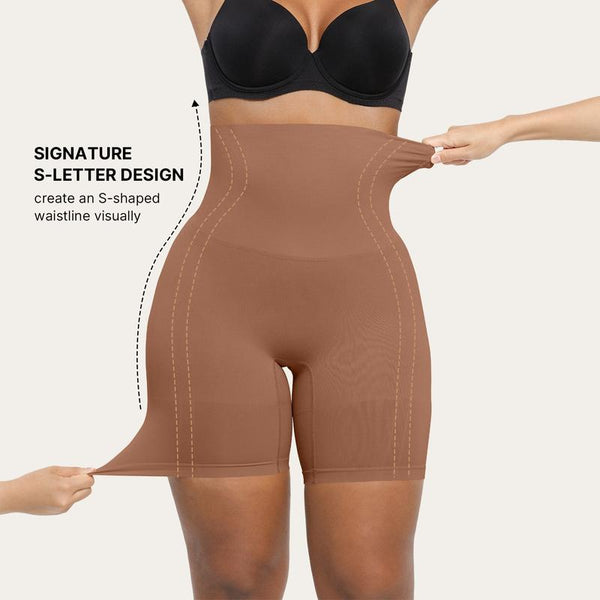 Women's Seamless High-Waisted Shapewear Shorts – Sculpting Body Shaper for Slimming Thighs and Tummy Control