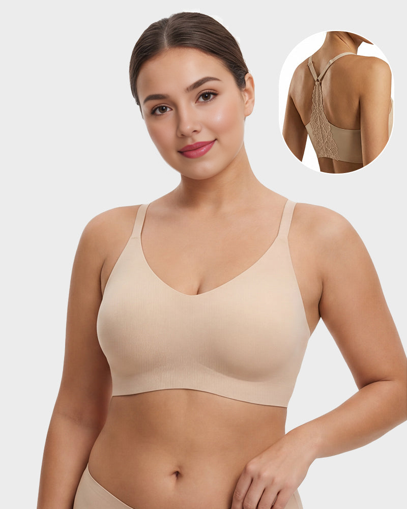 Wireless Seamless Lace Bralette with Soft Light Padding