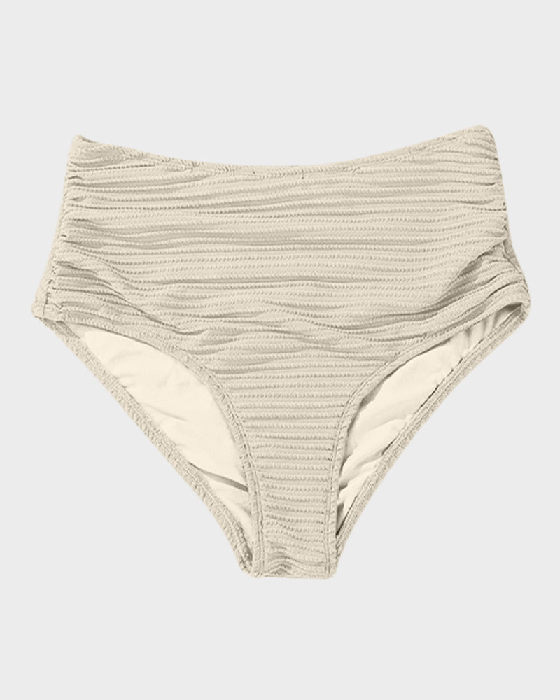 Textured Knot-Front High-Waisted Bikini Set - Flattering Fit & Comfortable