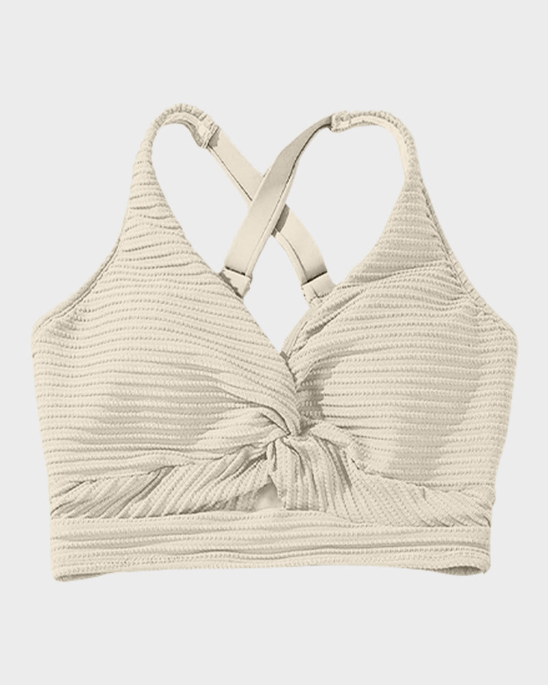 Textured Knot-Front High-Waisted Bikini Set - Flattering Fit & Comfortable