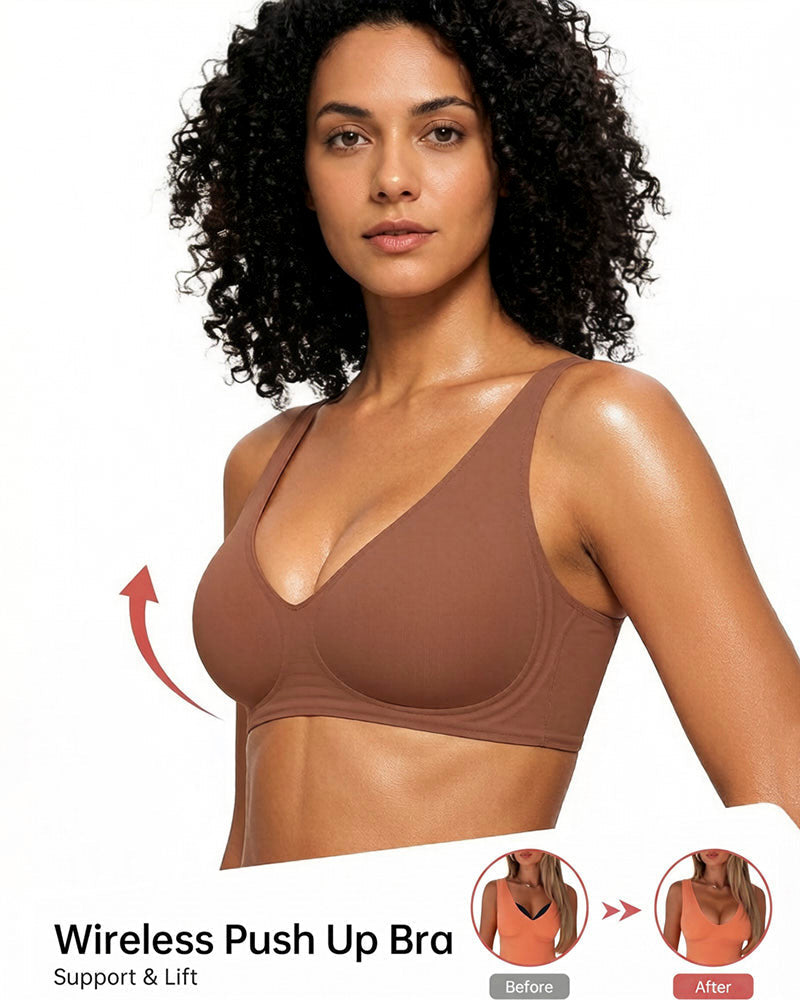 Deep-V Seamless Wireless Push-Up Bras for Women – All-Day Comfort and Flattering Lift