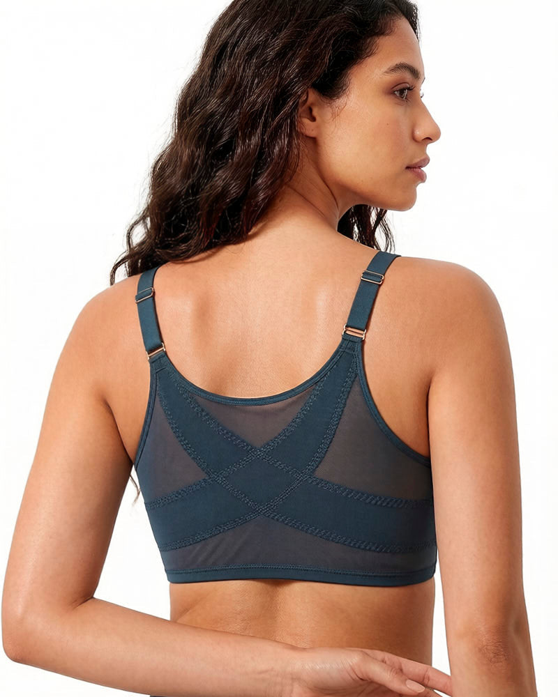Front Closure Mesh Support Bra