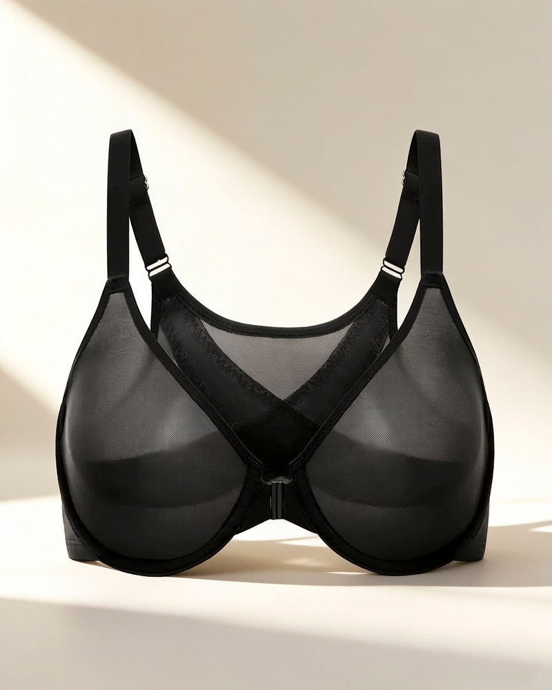 Front Closure Mesh Support Bra