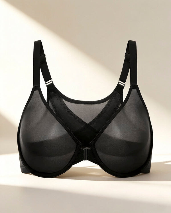 Front Closure Mesh Support Bra