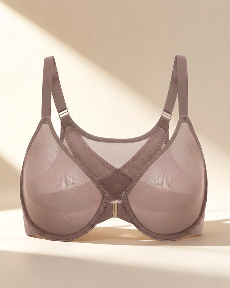 Front Closure Mesh Support Bra