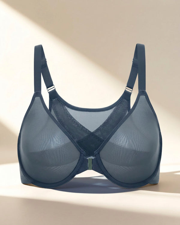 Front Closure Mesh Support Bra
