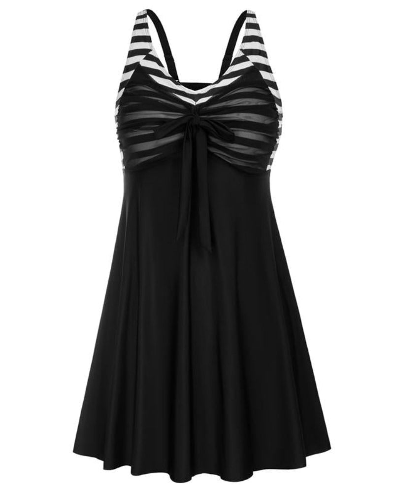 Plus Size Women's Two-Piece Swim Dress with Tummy Control - Floral Print Tankini Swimsuit Set with Boyshort Bottoms