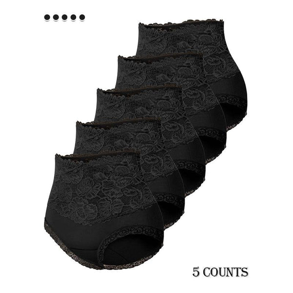 Everyday Comfort: High-Waist Lace-Trim Panties, 5-Pack