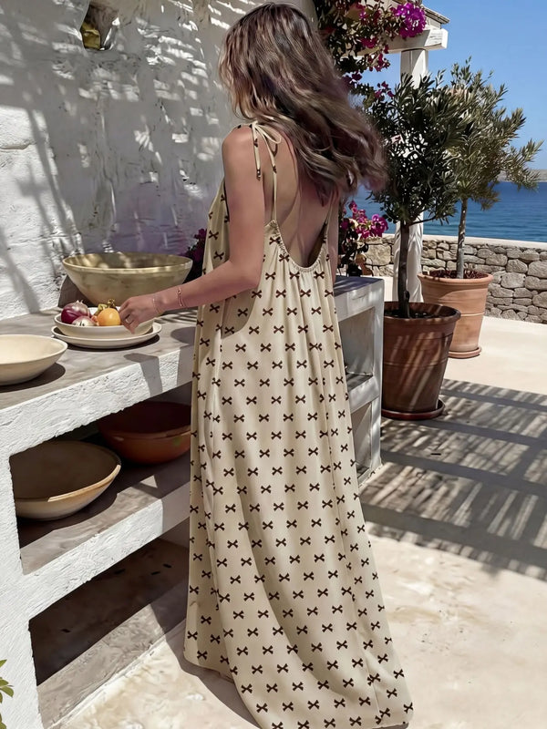 Chic Women’s Elegant Solid-Color Backless Slip Dress
