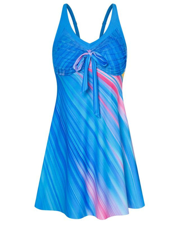 Plus Size Women's Two-Piece Swim Dress with Tummy Control - Floral Print Tankini Swimsuit Set with Boyshort Bottoms