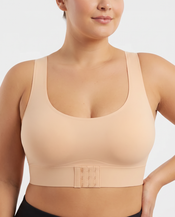 Crossover-Back Front-Hook Wire-Free Posture Bra