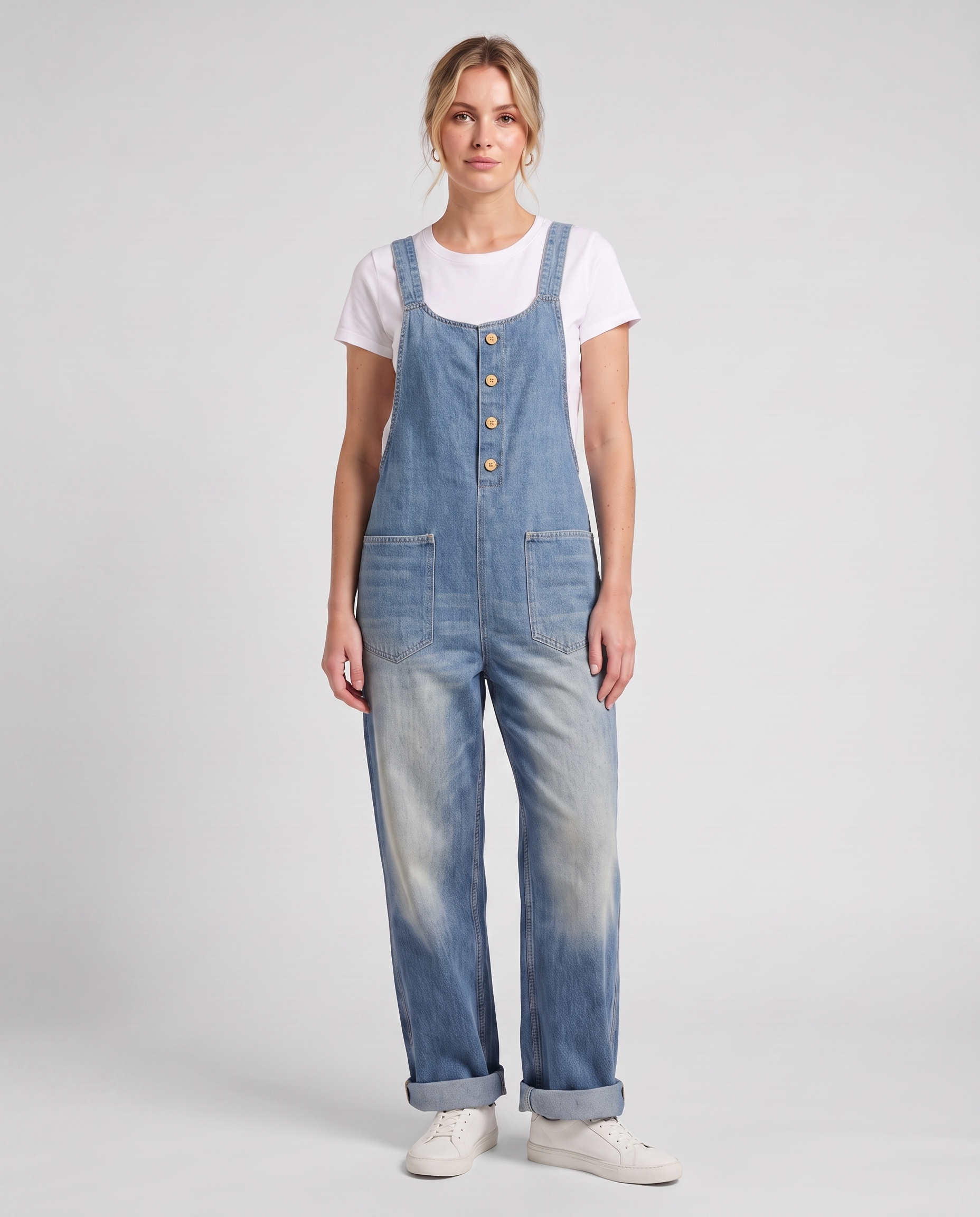 Everyday™ Wide Leg Denim Bib Overalls
