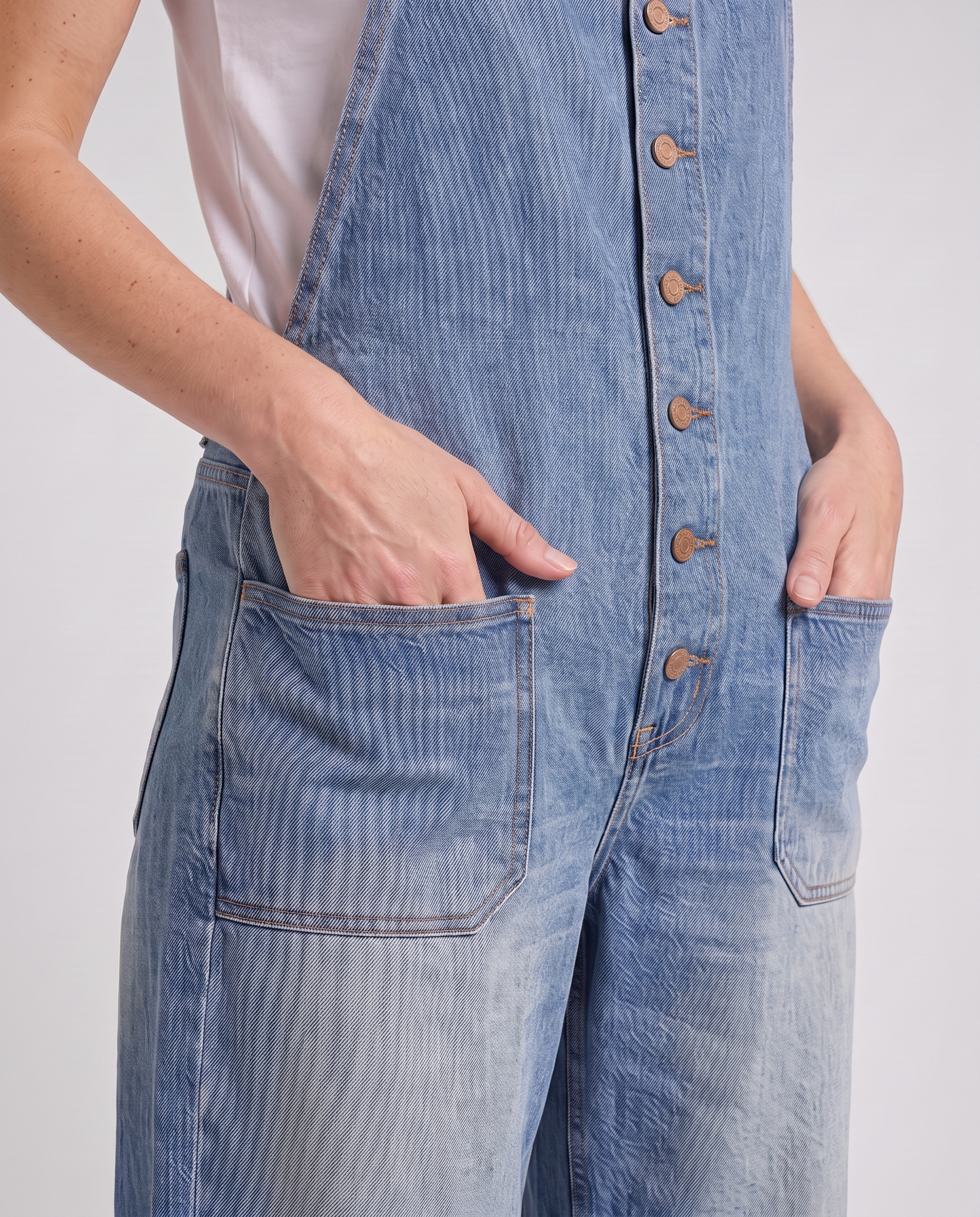 Everyday™ Wide Leg Denim Bib Overalls