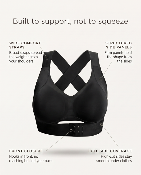 Crossover-Back Front-Hook Wire-Free Posture Bra