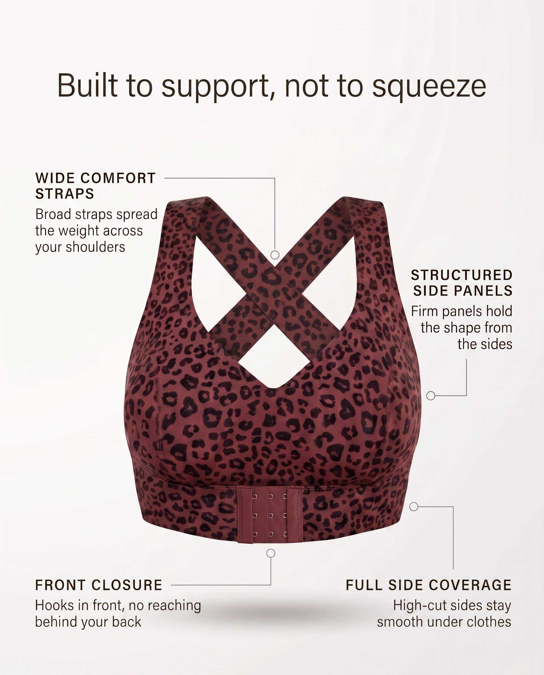 Crossover-Back Front-Hook Wire-Free Posture Bra
