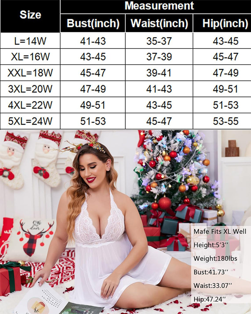 Women's Plus Size Lace Babydoll with Mesh Chemise – Seductive Sleepwear
