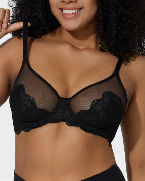 Full-Coverage Lace Minimizer Bra for a Sleek, Sculpted Silhouette