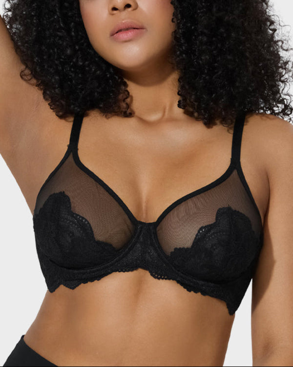 Full-Coverage Lace Minimizer Bra for a Sleek, Sculpted Silhouette