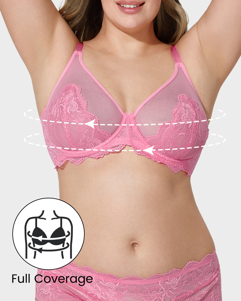 Full-Coverage Lace Minimizer Bra for a Sleek, Sculpted Silhouette