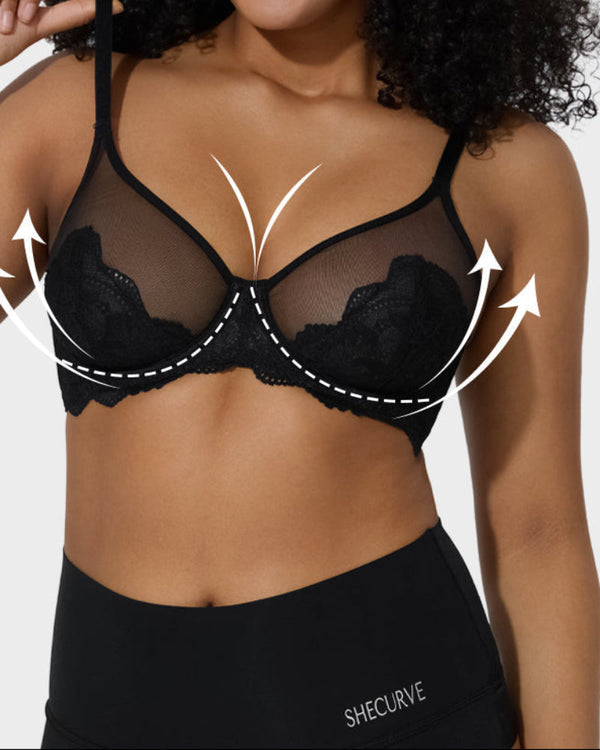 Full-Coverage Lace Minimizer Bra for a Sleek, Sculpted Silhouette