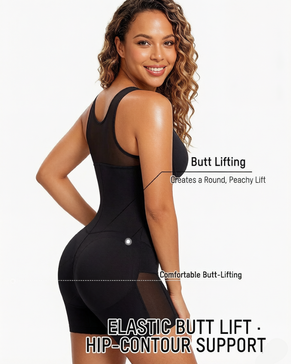 Front-Zip Body Shaper with Tummy Control and Smoothing Fit