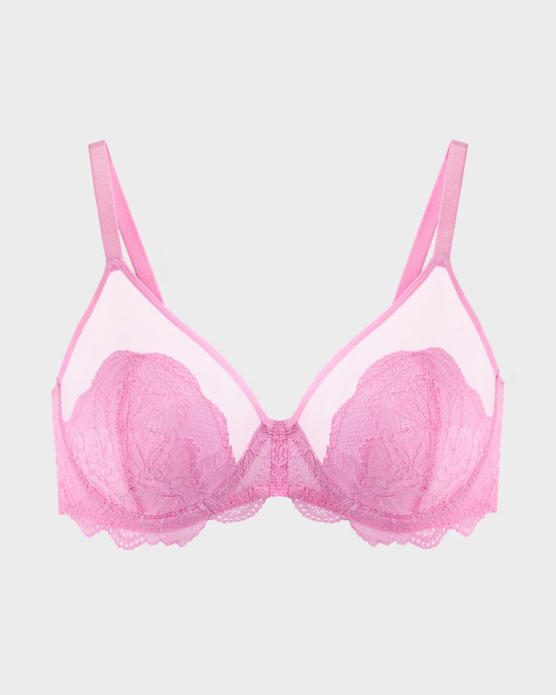 Full-Coverage Lace Minimizer Bra for a Sleek, Sculpted Silhouette