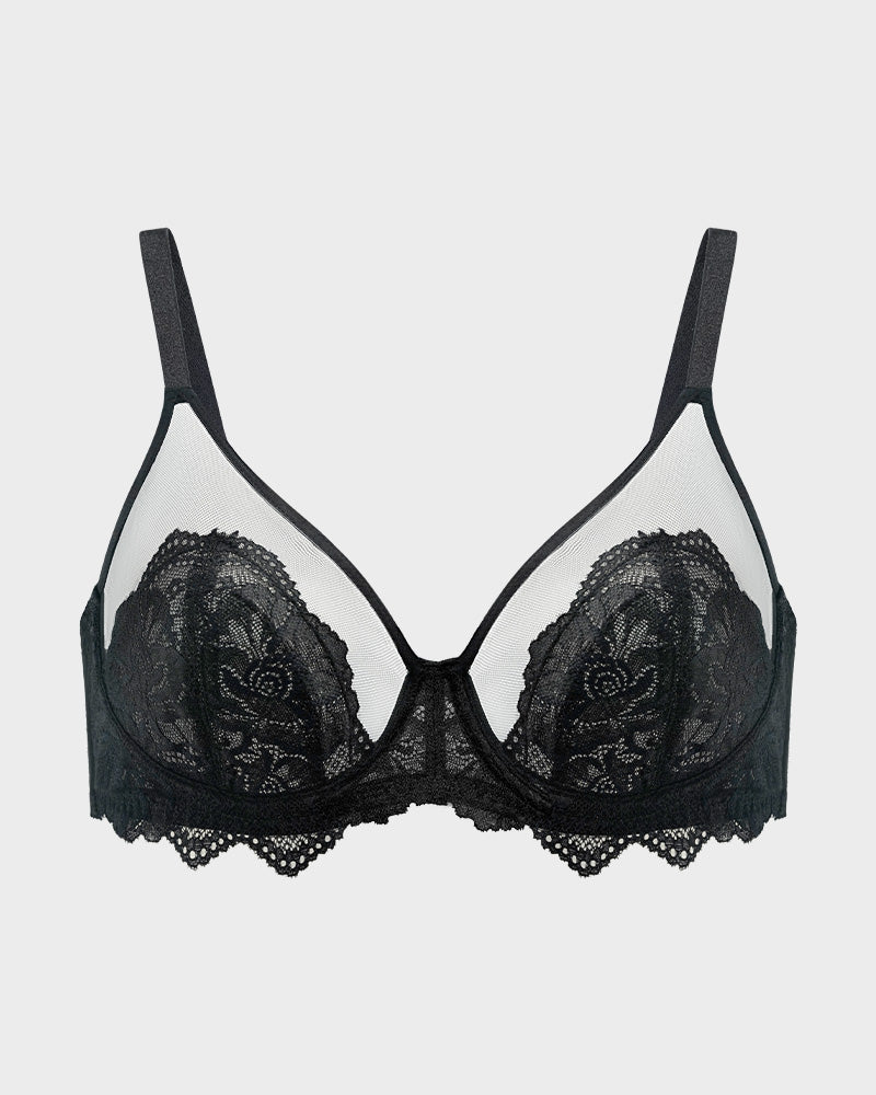 Full-Coverage Lace Minimizer Bra for a Sleek, Sculpted Silhouette