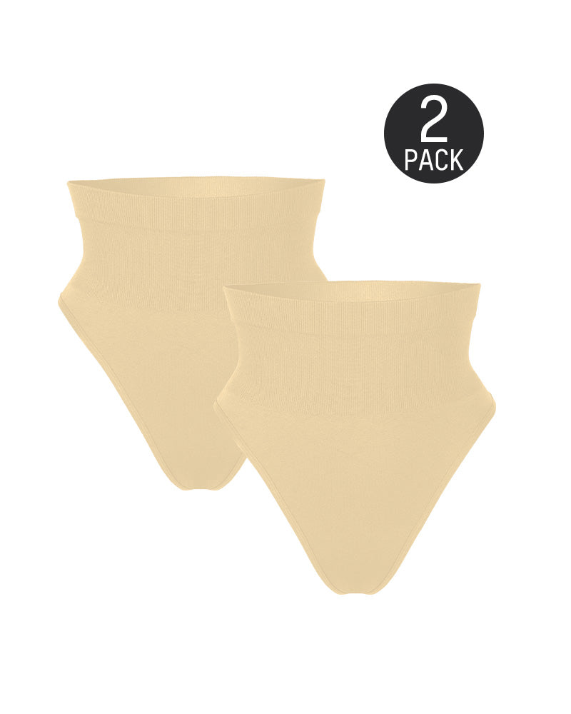 2-Pack Mid-Waist Tummy-Control Thong Panties