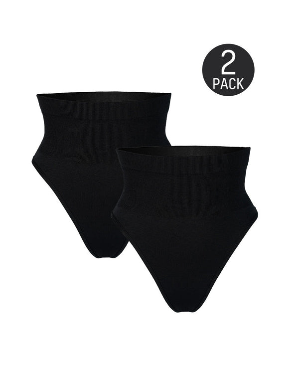 2-Pack Mid-Waist Tummy-Control Thong Panties