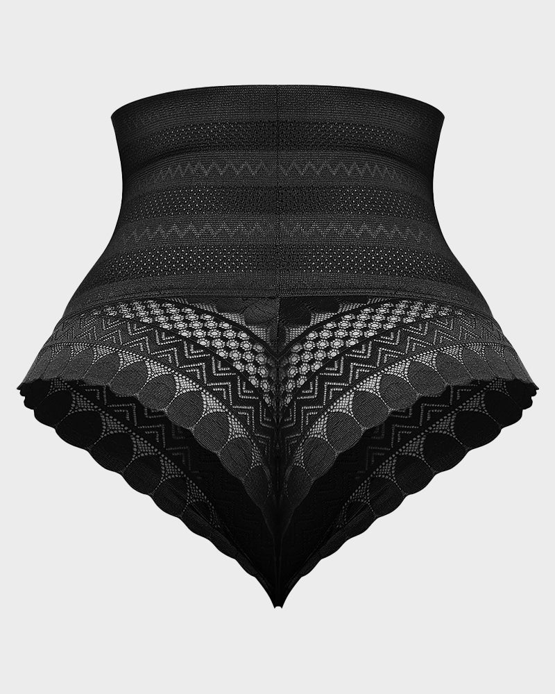 Ultra-Flattering High-Waisted Lace Mesh Shaping Panty