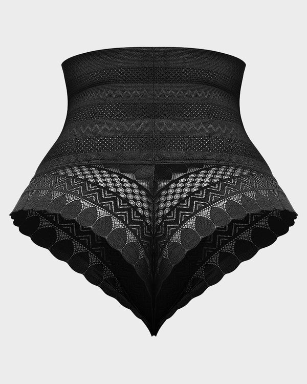 Ultra-Flattering High-Waisted Lace Mesh Shaping Panty