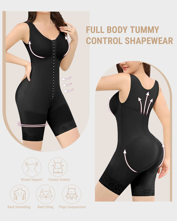 Dual-Compression Tummy Control Shapewear with Built-In Bra