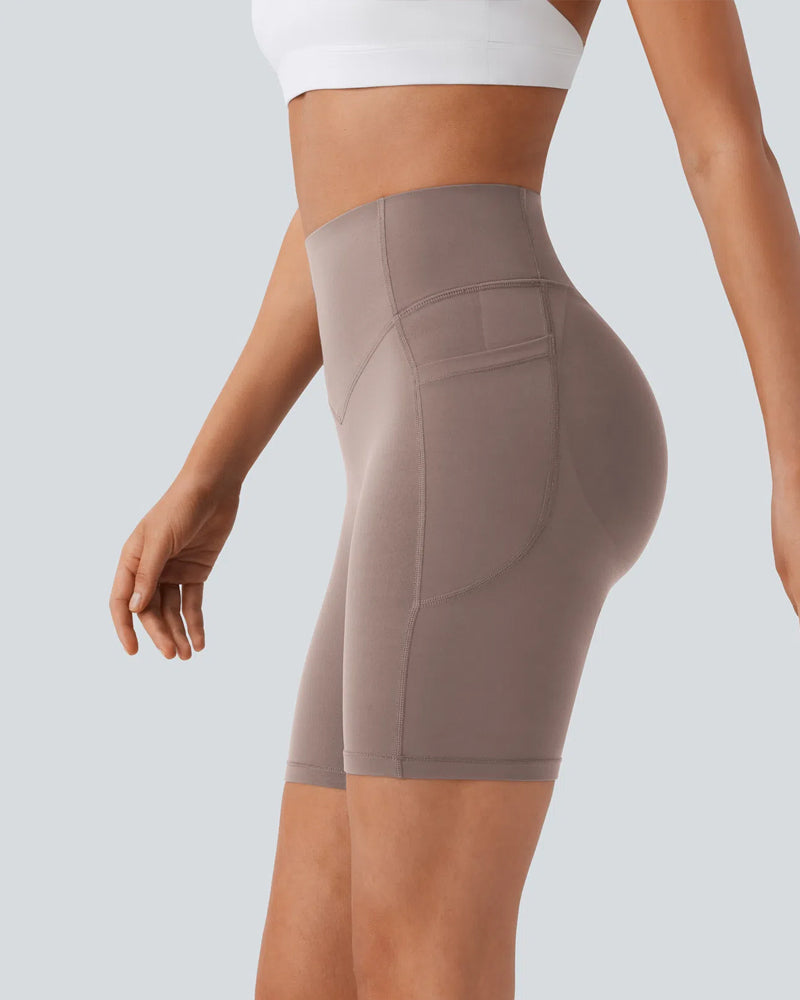 High-Waisted Butt-Lifting Training Shorts with Tummy Control, Side Pockets, and Shaping – 7-Inch Inseam