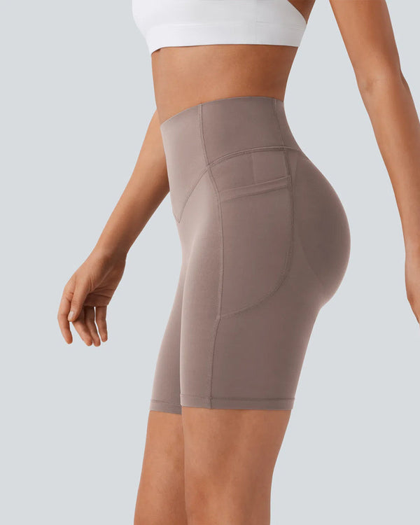 High-Waisted Butt-Lifting Training Shorts with Tummy Control, Side Pockets, and Shaping – 7-Inch Inseam