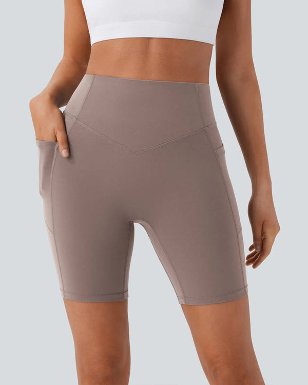 High-Waisted Butt-Lifting Training Shorts with Tummy Control, Side Pockets, and Shaping – 7-Inch Inseam